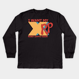 I Want My XRP Design Red-Yellow-Blue Kids Long Sleeve T-Shirt